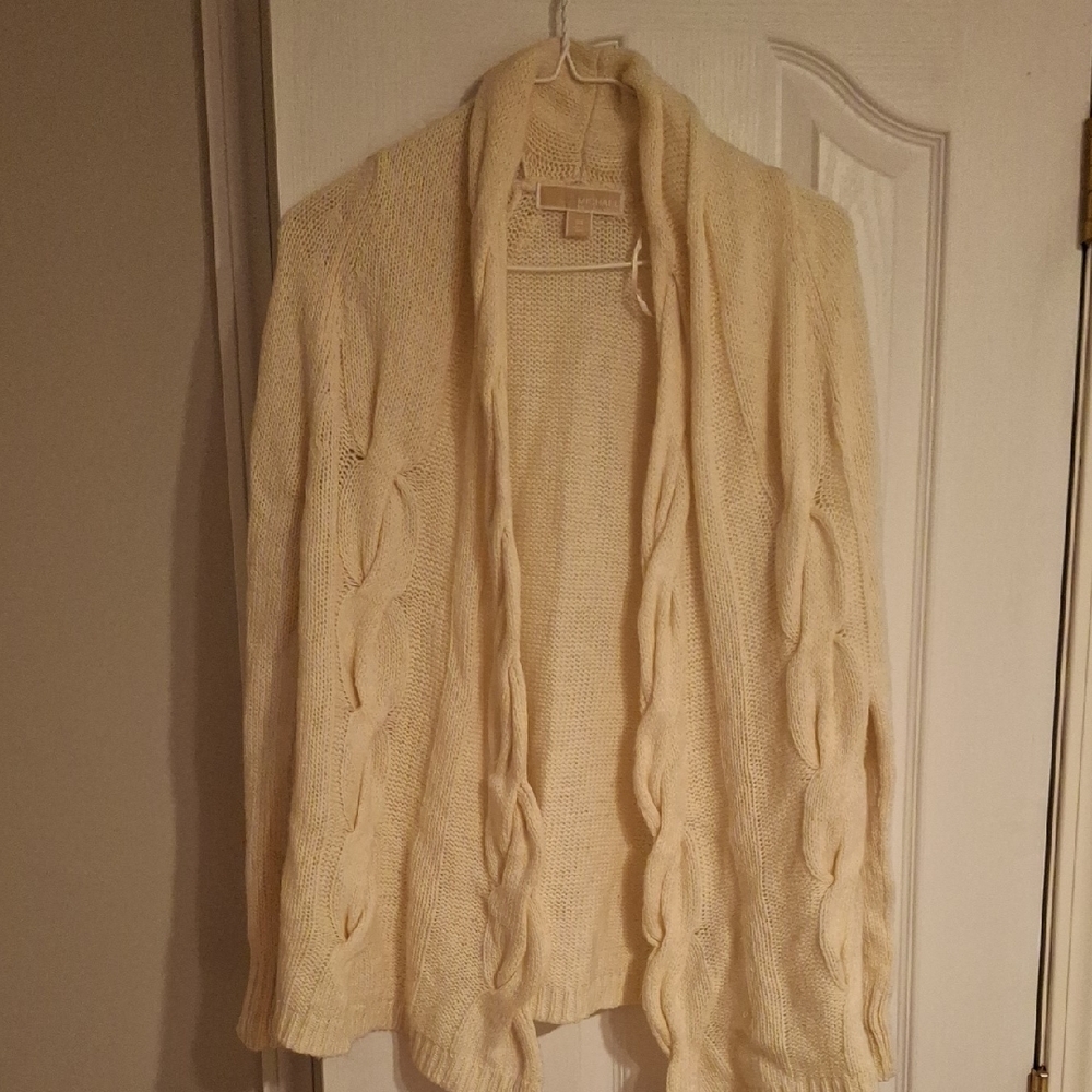 Michael Kors Cream Cable Knit Cardigan Sweater